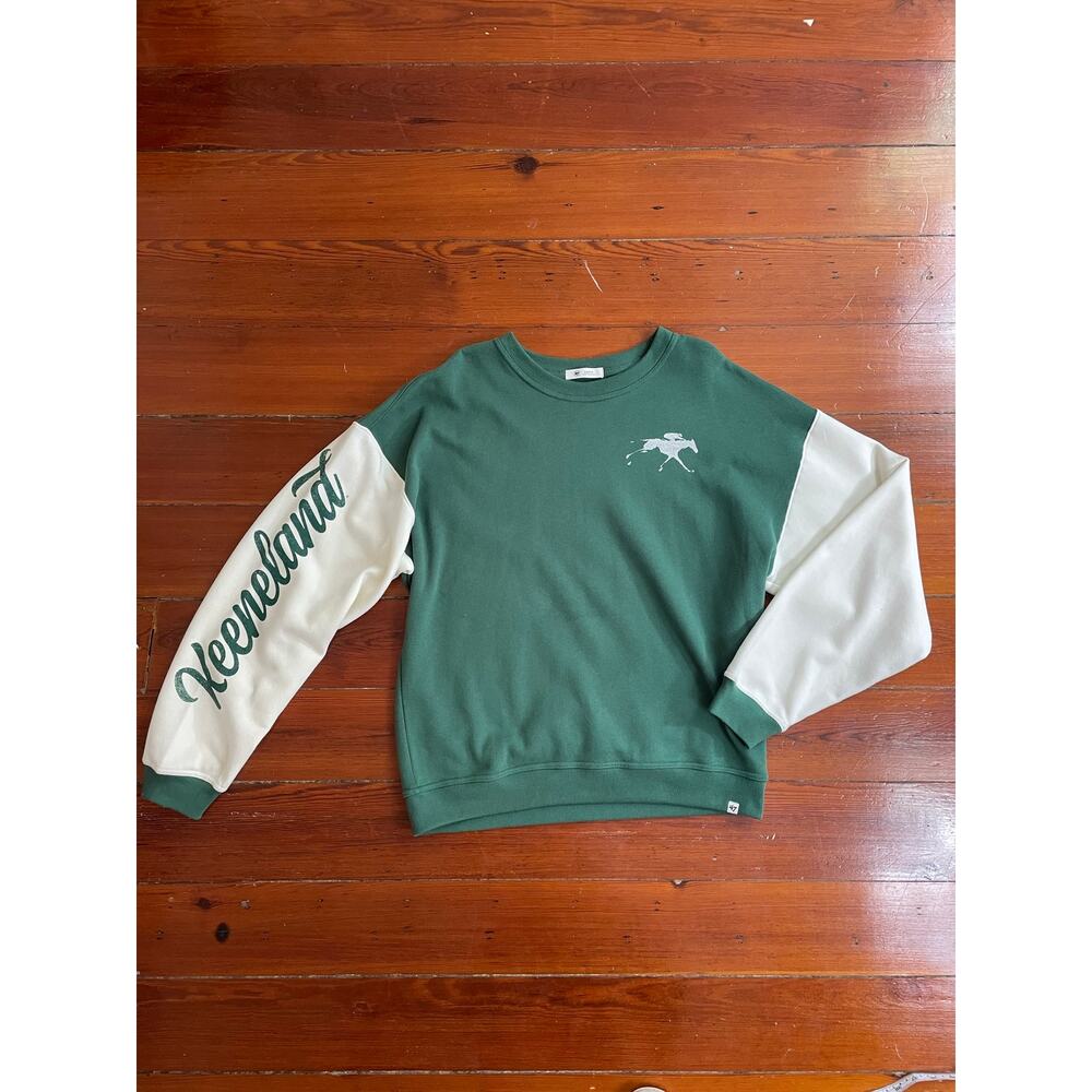 47 Brand Keeneland Horse Racing Crewneck Sweatshirt Green White Large